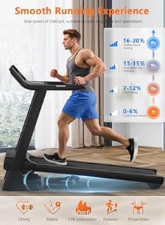 Cowmew Tapis Roulant, Tapis Roulant Pieghevole da 7HP con Livelli di Inclinazione del 20%, 1km/h- 20km/h, Ampio Display LCD e Sensore di Pulsazioni, Capacità di peso 200KG, Macchina da Corsa Compatibi