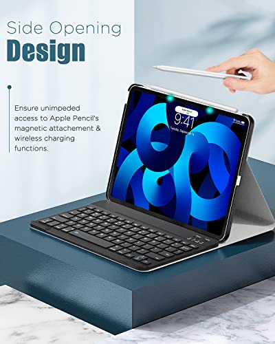 Moko Keyboard Case For Ipad Air 5Th/4Th Generation Case With Keyboard, Detachable Bluetooth Keyboard Case Support Apple Pencil 2 Charging For Ipad Air 5Th/4Th Gen 10.9-Inch, Geometric Dark Blue #TOP2