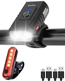 tmelam USB Rechargeable Bike Light Set Front and Rear, LED Aluminum Bicycle Headlight, Bike Head Lig