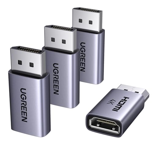 Image of UGREEN 4K DisplayPort to HDMI Unidirectional Aluminum Adapter, 4-Pack | DP 1.2 to HDMI 1.4, Male to Female Converter, Support 3D HDR Compatible with Desktop, Laptop, Monitor, HDTV, AMD, NVIDIA