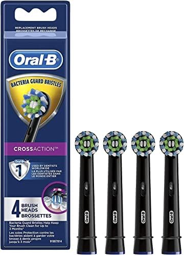 0ral-B Cross Action Electric Toothbrush Replacement Brush Head Refills Black 4 Count