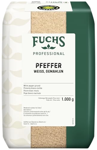 Fuchs Professional - Poivre blanc moulu | Arôme épicé chaud pour aromatiser les plats | Qualité professionnelle pour les consommateurs en vrac et la gastronomie | 1 kg dans un sac