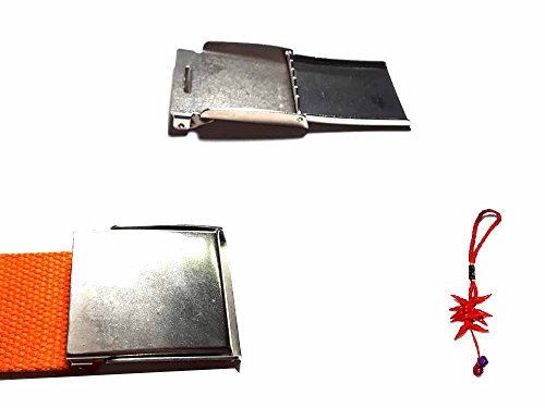Ceinture militaire en coton orange de 120 cm avec boucle à clip argentée