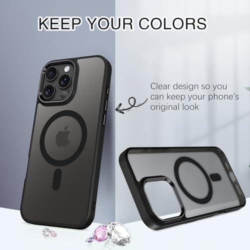 Image of BENTOBEN for iPhone 16 Pro Case [Compatible with Magsafe] Magnetic Matte Phone Case iPhone 16 Pro Translucent Slim Thin Shockproof Women Men Protective Cover Cases for iPhone 16 Pro 6.1 inch 2024, Black