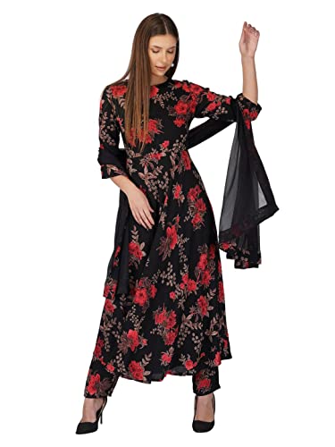 Image of rytras Women Rayon Anarkali Kurta With Pant And Dupatta Set
