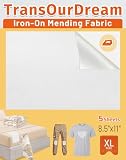 TransOurDream Tru-White Iron on Fabric Patches for Clothes, 5 Pcs Extra Large Iron on Repair Patch for Clothing, Jeans, Sheets, Duvet Cover, Curtains&Sofa, Inside Use Fabric Patch,No Sewing(8.5"x11")