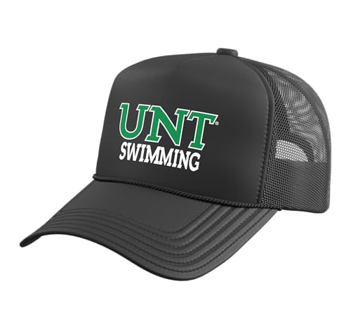 UNT Swimming University of North Texas Mean Green UNT18 Trucker Hat with Adjustable Mesh Back, Black