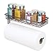 mDesign Paper Towel Holder with Shelf for Kitchen, Laundry, Garage - Wall Mount, Bronze