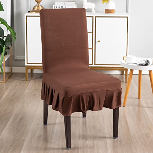 Image of HOKIPO Elastic Stretchable Seat Frill Cover for Chairs Washable Slipcover Protector (AR-4092-D3), Polyester Blend