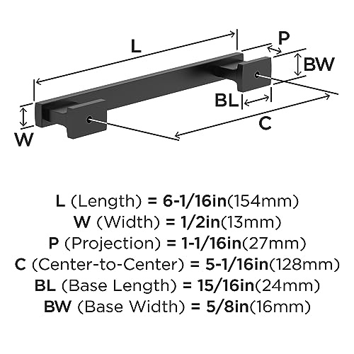 Image of Amerock 10BX37092MB | Matte Black Cabinet Pull | 5-1 /16 inch (128mm) Center-to-Center | 30 Pack | Triomphe | Furniture Hardware