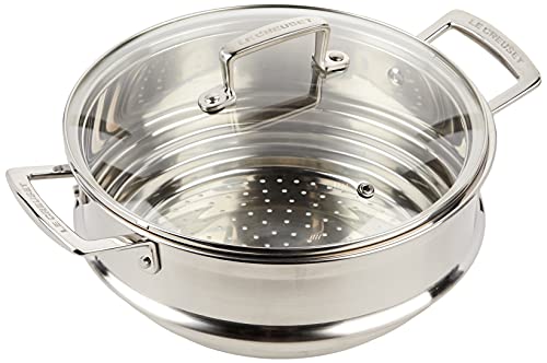Le Creuset Grand Cuit-Vapeur avec Couvercle en Verre, 24 cm, Acier Inoxydable, 96101924001000