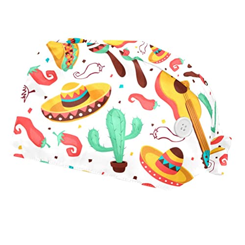 Casquettes de travail anti-transpiration avec motifs guitares et cactus colorés