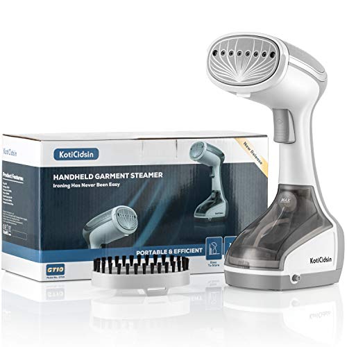 Koticidsin Vertikaler Bügeleisen, 20 s, schnelle Aufheizung, vertikales Bügeleisen, Keramiksohle, Fusselbürste, 1000 W, 160 ml, tragbarer Dampfbügeleisen für Zuhause und unterwegs, Weiß / Grau Cover