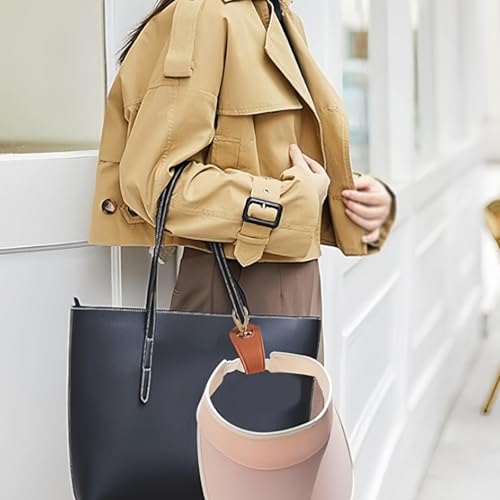 Hat Clip for Travel on Bag, Travel PU Leather Hat Clip, Beach Hat Clip, for Hands-Free Bag, Backpack, and Hiking Gear Clip-on Holder Strap for Baseball, Ponytail, Snapback Caps (2 Pcs)3