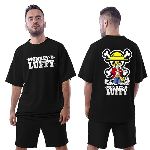 Image of Be Crazy Oversized Loose Baggy Fit Drop Shoulder Half Sleeves Pure Cotton Anime Graphic Printed T-Shirt for Men