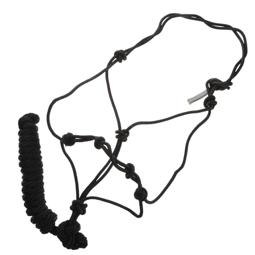 PACKOVE Cabestro de Cuerda Trenzada Negro para Caballos, Accesorio Profesional Resistente de Poliéster, Equipo de Entrenamiento Ecuestre para Montar y Controlar Caballos, Suministros