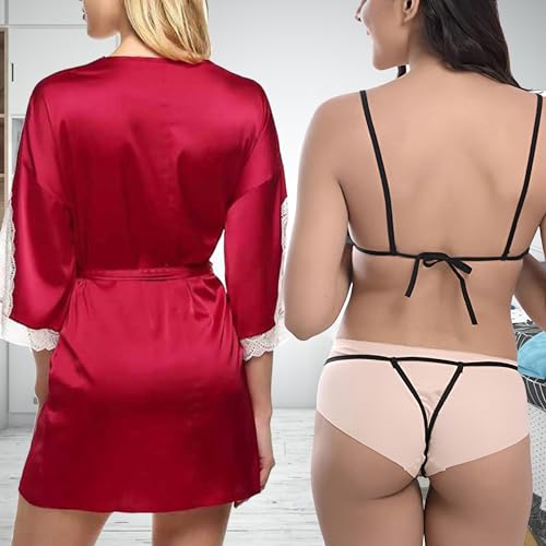 Image of Love Maker Soft Spandex Net Women Babydoll Honeymoon Nightwears Combo Small to 3XL