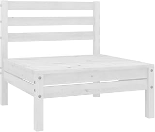 CFODOJ Juego de muebles de exterior para el hogar, jardín, sofá medio, color blanco, madera maciza de pino