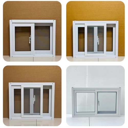Ventana corrediza blanca de aluminio 40x80 con vidrio de seguridad para hogar y gallinero 6