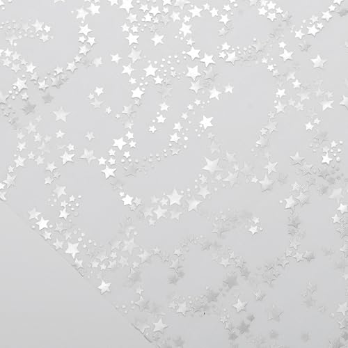 Chemin de table anti-plis en polyester argenté étoilé pour repas de fête réussi
