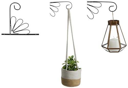 Image of Amazon Brand - Solimo Plant Hanger Brackets Wall Mounted Metal Hanging Hooks /Holder for Indoor Outdoor Planters (Black, Set of 2)