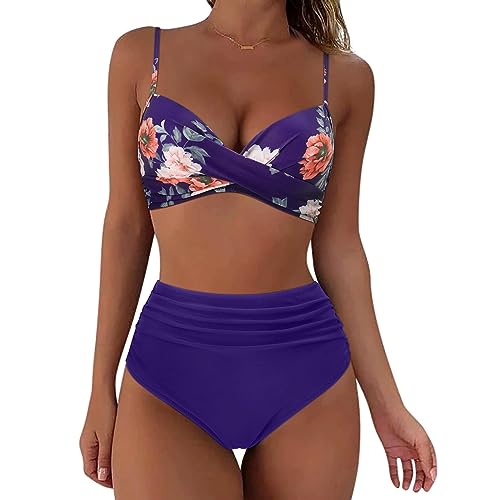 2024 Verano de Playa bañadores Sexy Bikini Top y Braga Ajustable Bikinis Mujer Reductor Barriga Traje de Baño 2 Piezas Push Up Cuello en V con Relleno Conjuntos de Bikinis Mujer