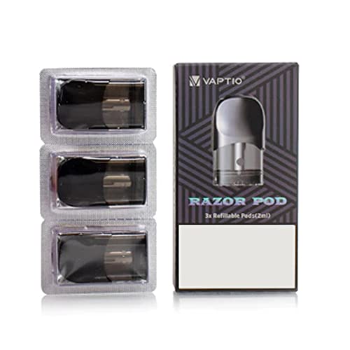 3 pièces VAPTIO Razor Pod de remplacement pour kit de rasoir, résistance de 0,8 ohm avec réservoir de 2,0 ml,sans liquide sans nicotine Cover
