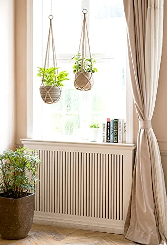 Dahey Macrame Plant Hanger Indoor Hanging Planter Basket Handmade Woven Cotton Rope Flower Pot Decorative Crochet Plant Holder Stand For Boho Home Decor No Tassels,35 Inch,Set Of 2 #TOP1