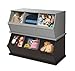 Badger Basket Three Bin Stackable Toy Storage Cubby Organizer - Espresso