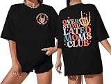 Overstimulated Moms Club Shirt for Women Oversized Mama Shirts Funny Mom Graphic Tees Casual Short Sleeve Tees Black
