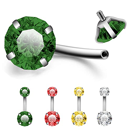 Domlum Belly Button Rings, 14G Surgical Steel Piercings With Top Cubic Zirconia Curved Barbell Body Piercing Jewelry Colors Available thumb #2