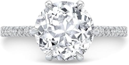 Moissanite Engagement Ring, 2-4 CT Round Cut, Hidden Halo Solitaire, 10K 14K 18K Gold & 925 Sterling Silver Anniversary Christmas Ring For Her