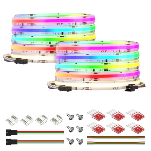 Image of BTF-LIGHTING FCOB IP66 COB LED Strip WS2814 IC RGBW 4000K 2X16.4FT Total 32.8FT 784LED /m DC24V Flexible High Density Light 10mm Width for Indoor Decor(No Adapter or Controller)