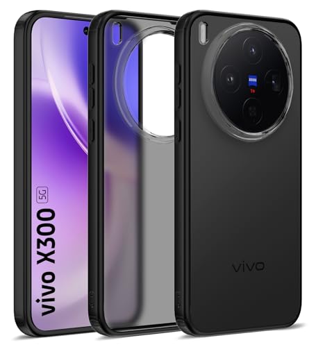Image of Golden Sand TPU+PC Anti-Scratch Shockproof Sleek Hybrid Armor Back Cover Case Compatible with Vivo X300 5G | Translucent Anti-Yellow Military-Grade Drop Protection Cover (Phantom Black)