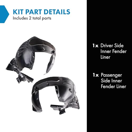 Image of TRQ Inner Fender Liner Set Compatible with 2014-2016 Acura MDX AC1248132 AC1249132