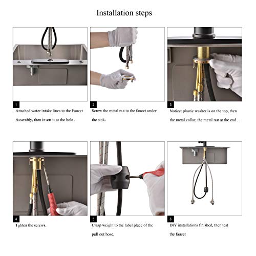 Kitchen Faucet Single Handle Brushed Nickel with Pull Down Sprayer, Commercial High Arc Pull Out Stainless Steel Kitchen Sink Faucets Single Hole