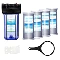 Geekpure 10 Inch Whole House Water Filtration System with Carbon Block Filter 10-Inch Big Clear Housing-1" NPT Inlet/Outlet - 4.5"x 10" -5 Micron