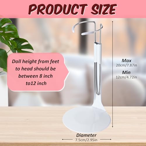 Image of Yaocom 24 Pcs Doll Stands Adjustable Action Figure Stands with Expandable Waist Wire for 8 inch-12 inch Dolls Action Figure (White, Silver)