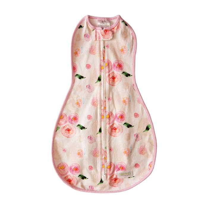 Image of Woombie Grow with Me Baby Swaddle, Convertible Swaddle Fits Babies 0-9 Months, Expands to Wearable Blanket for Babies up to 18 Months, Watercolor Roses