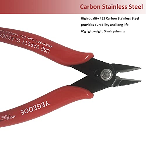 Micro Wire Cutters 10 Pack, Yegeooe 170 Precision Diagonal Cutting Pliers, 5Inch Mini Wire Flush Cutters, Nippers, Shear Cutters, Wire Snips, Small Side Cutters For Electronics Crafts Jewelry, Red #TOP1