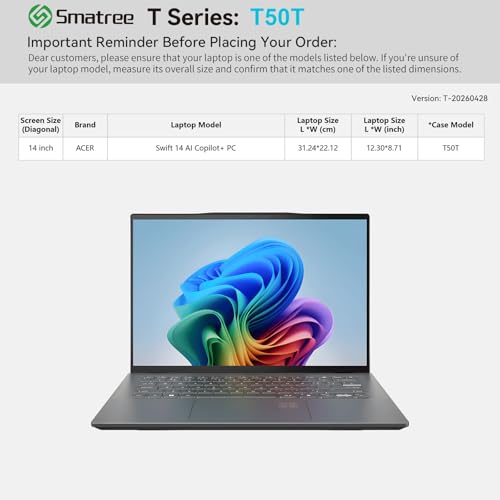 Smatree T50T protection ordinateur 14 pouces coque dure