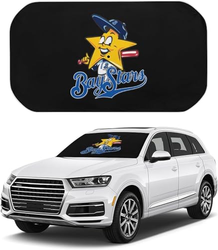 横浜ベイスターズ サンシェード 車 フロント 折り畳み傘型 日よけ 遮光&断熱効果 UVカット 紫外線遮蔽 車用パラソル 取り付け簡単 収納便利 SUV/軽/普通車 四季対応 プライバシー保護