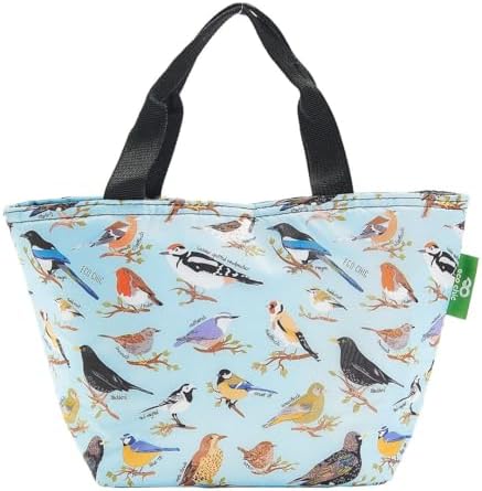 ECO CHIC Lightweight Foldable Insulated Lunch Bag Water Resistant Cooler Bag (Wild Birds Green)