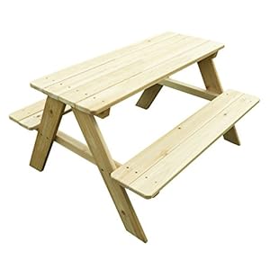 Kids Wooden Picnic Bench Outdoor Patio Dining Table 37 x 108 x 49 Brown