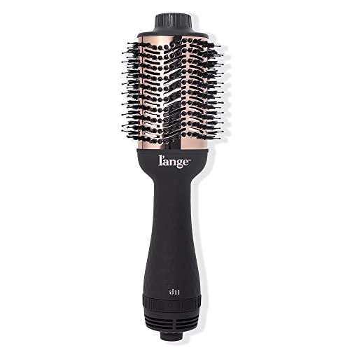 L’ANGE HAIR Le Volume 2-in-1 Titanium Blow Dryer Brush | Hot Air Brush in One with Oval Barrel | Hair Styler for Smooth, Frizz-Free Results for All Hair Types (Black – 75 mm)