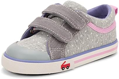 See Kai Run - Robyne Sneaker for Little Kids, Gray Jersey/Dots, Toddler 5