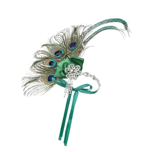 TOWARDSNAN Serre-tête à plumes de luxe avec strass et franges pour bal de fin d'année, accessoire de costume à plumes douces pour danseurs