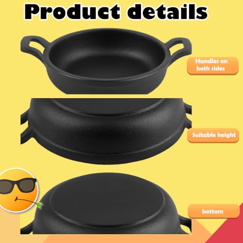7 Pcs Mini Cast Iron Skillets Cast Iron Pan 4.7 x 4.7 x 1.6 Inch Small Black Baking Plate Cooking Pot Round Serving Dish Cookware Frying Sizzling Oven Safe Picnic Kitchen Indoor Outdoor Restaurant by Norcoin - Used condition - Image 3