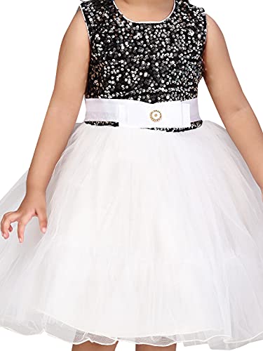 Image of MUHURATAM Baby-Girl's Net Fit and Flare Knee-Length Dress (FK-1001 White 18)