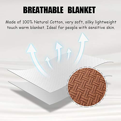 TREELY 100% Cotton Knitted Throw Blanket Couch Cover Blanket(60 x 80 Inches, Brown)